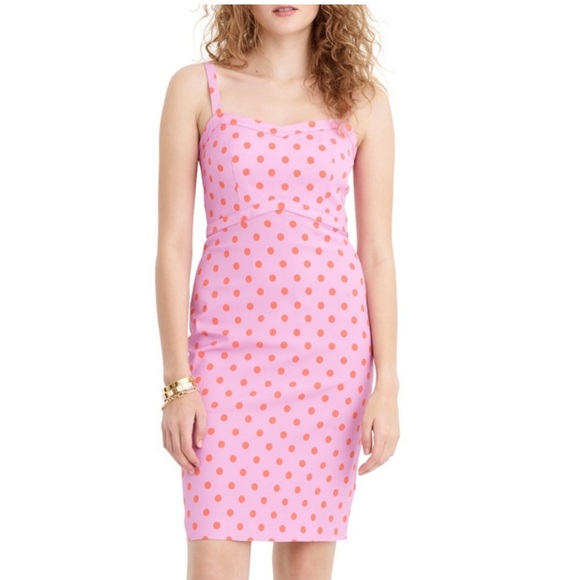 J. Crew Sheath Faille Magenta Polka Dot Dress - Picture 2 of 10